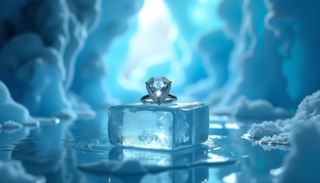 A stunning ring on ice, showcasing its brilliance and uniqueness.